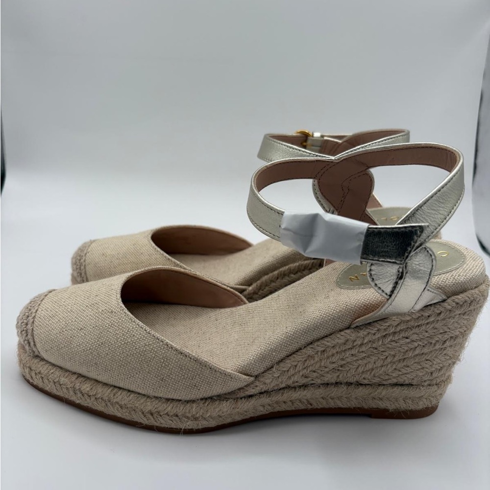 NWT Cole Haan Women Cloudfeel Espadrille Wedge Platform Linen Soft Gold Size 10 - Picture 3 of 8